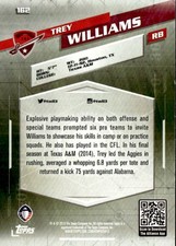 2019 Topps AAF #162 Trey Williams Blue #/50