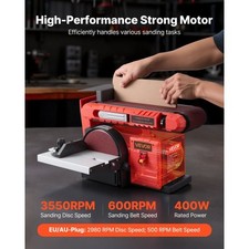 VEVOR 6" Disc Sander  4" x 36" Belt Sander, 400W Professional Belt Disc Sanders