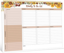 Weekly to Do List Notepad, Undated Weekly Planner Pad, 8.5" X 11"