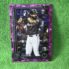 2025 Topps Update Series Derek Hill #US305 Pink Diamante Foil Miami Marlins MLB