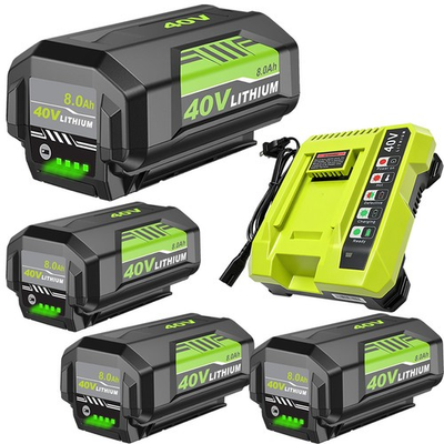 #ad #ad 8.0Ah Battery 40 Volt for Ryobi 40V Lithium OP40602 Battery with LED Charger $195.99