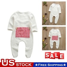 Newborn Baby Girls Romper Clothes Checkered Long Sleeve Romper Jumpsuit Outfit