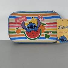 Disney Lilo and Stitch Molded Pencil Cosmetics Case Stripes Logo Pouch Zipper