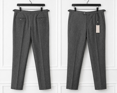 Suitsupply Brescia Wollhose Flanell Mid Rise Slim Grau EU50 W34-W35