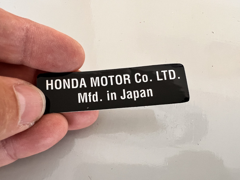 1965 1966 1967 1968 1969 1970 Honda Sticker - Tag - Label