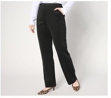 Isaac Mizrahi Live Women's Regular Scuba Straight Leg Pants L Black A669551