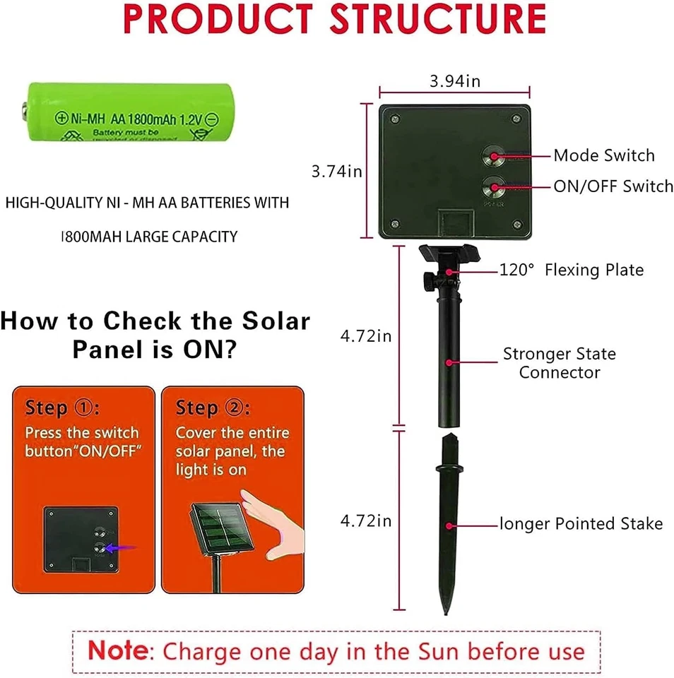 2 Pack Total 400LED 132FT Multi-Colored Christmas Solar String Outdoor Lights, S - Image 4 of 4