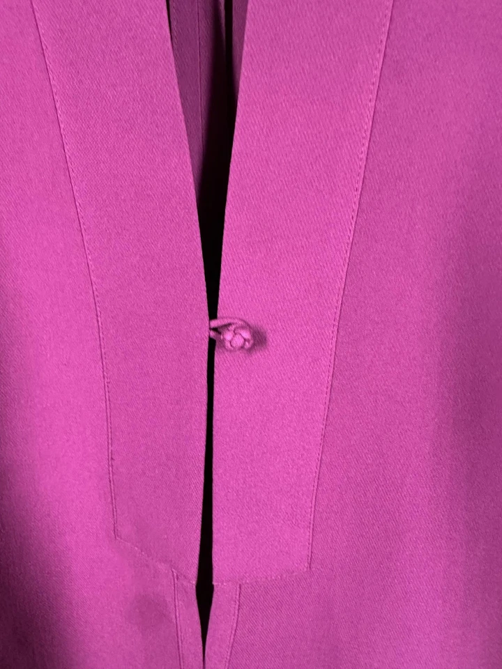 Chaqueta Blazer Eileen Fisher Mujer XS Púrpura Sin Cuello Frente Abierto Minimalista Foto 3 de 4