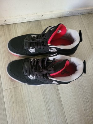 Nike Air Jordan 4 Mid Top Lace-Up Basketball Sneakers Black Red Gray White
