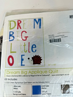 Connecting Threads Dream Big Little One Baby Quilt Kit 36 X 48 Fabric & Patterm