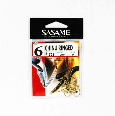 Hameçons Offset Sasame F-721 Chinu - Doré, Taille 2 - Lot De 10 - Anneau Béquillé