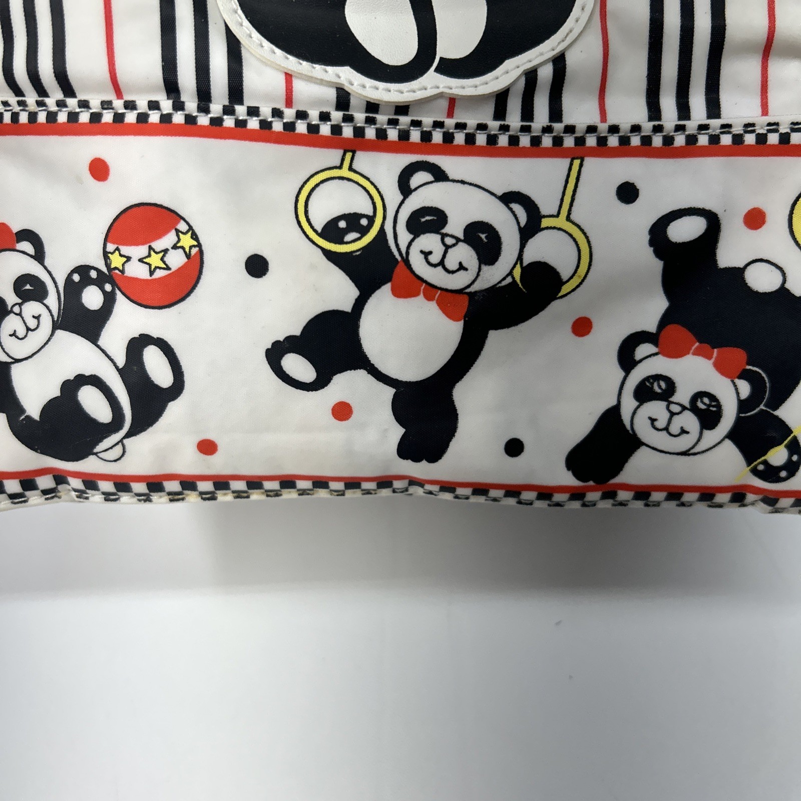 Vtg Baby Boom Diaper Bag Traveler Tote Bottle Bag Panda Bear Red Black White