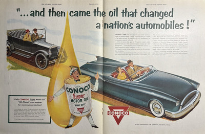 1953 Conoco Motor Oil Super Heavy Duty Nations Automobiles Engine VTG Print Ad
