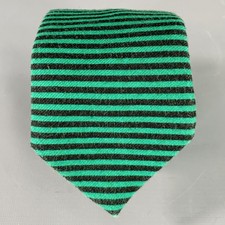 ADAM KIMMEL Green Black Stripe Cotton Skinny Tie