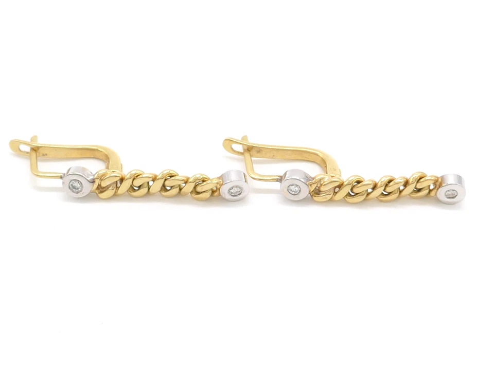 Ohrringe 750 GOLD 18 Karat Bicolor Ohrhänger earrings oro Diamanten G1962/26 - Bild 2 von 4