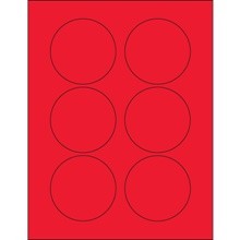3" Fluorescent Yellow Circle Laser Labels-6 Labels per Sheet-600 per Case