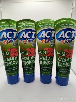 4 ACT Kids Anticavity Fluoride Toothpaste Wild Watermelon 4.6oz BB 1/27 Sealed 