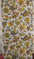 Vintage House N Home Cotton Curtains Gold 60s Indienne Pattern 52 x 63 2 panels