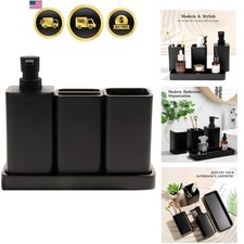 Bathroom Accessories Set, 4 Piece Toothbrush Holder Set, Matte Black