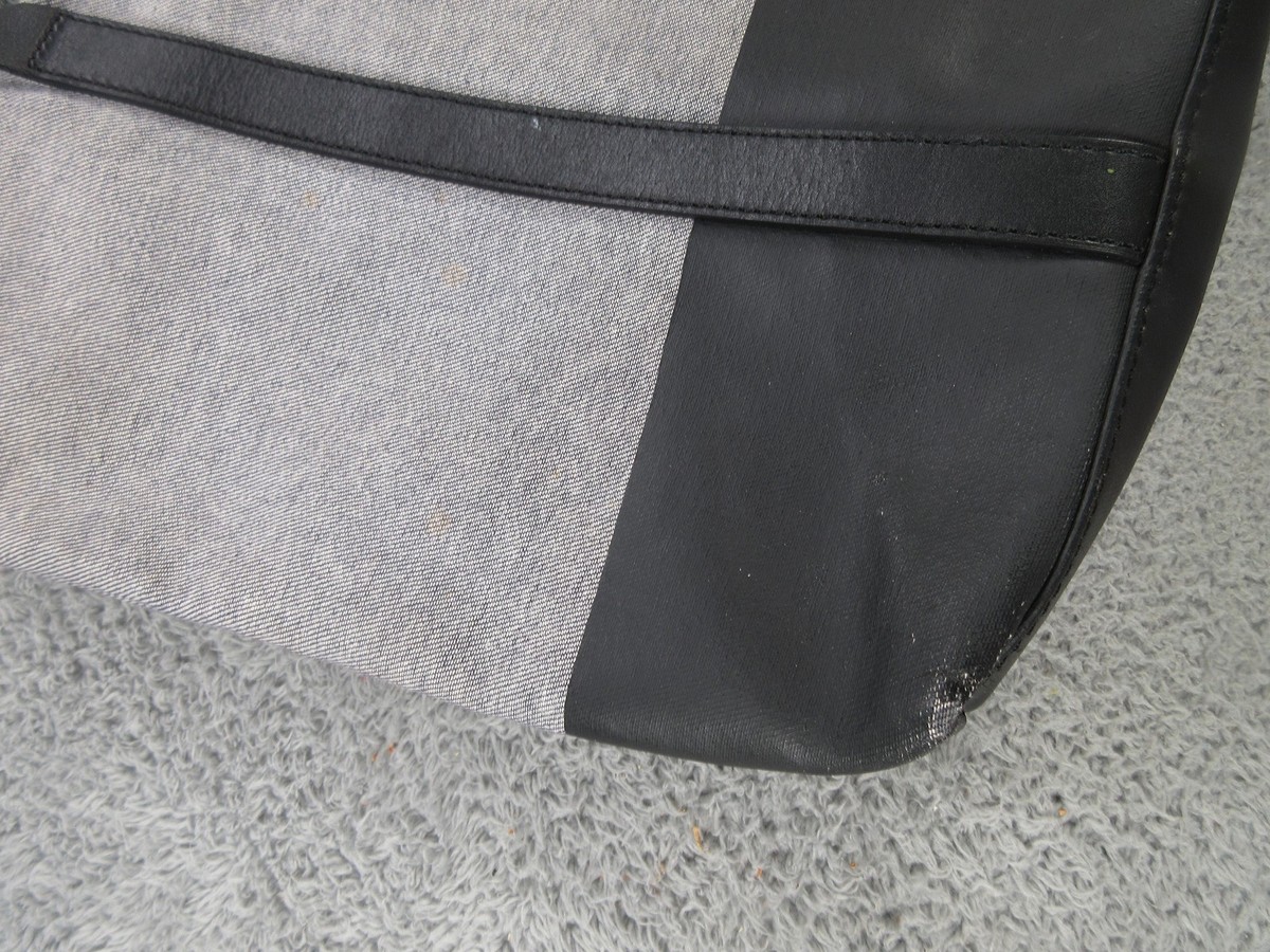 Everlane Tote Bag Womens Large Gray Canvas Leather Zip Shoulder Purse Colorblock View 3