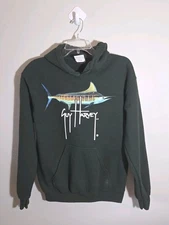 Guy Harvey Hoodie Size Small Sweatshirt Bluewater Fishing Marlin Hunter Green