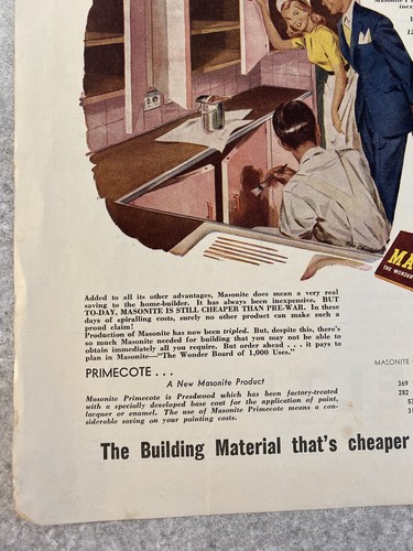 Masonite The Wonder Board 1950's Original Vintage Retro Print Ad - Picture 5 of 5