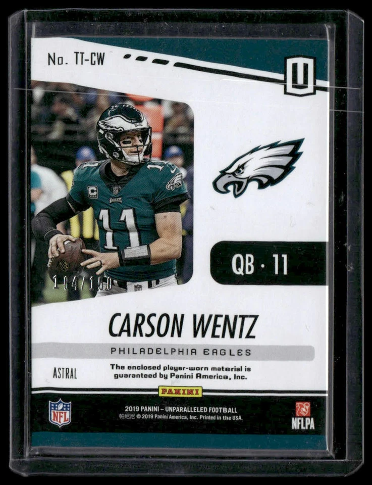 2019 Panini Unparalleled #TT-CW Carson Wentz Touchdown Threads Astral #/150 - Image 2 of 2