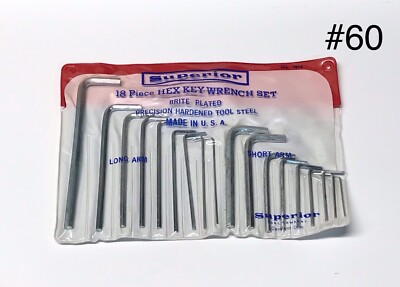 Vintage Superior Tool 18-Piece Hex Key Wrench Set Made in USA NOS