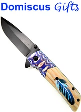 8" NEW! Falcon NATIVE American Eagle FEATHER Indian POCKET KNIFE FOLDING Knives