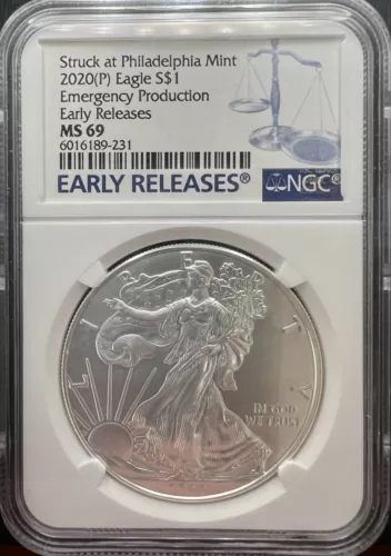 2020 (P) American Silver Eagle NGC MS69 Emergency Production Early Releases