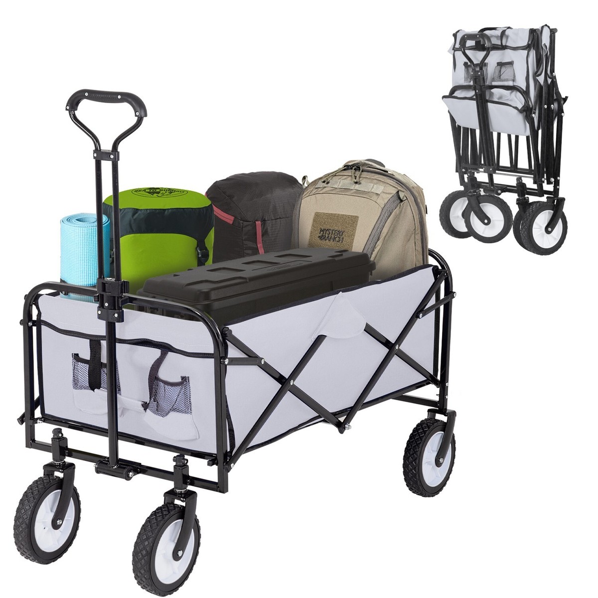 Folding Wagon Garden Cart Collapsible Beach Wagon Grocery