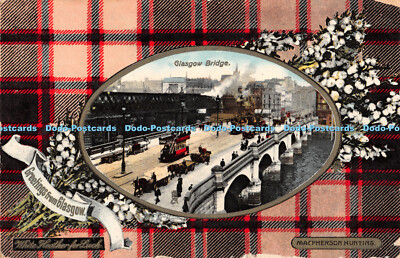 R402365 Greetings From Glasgow Macpherson Hunting Glasgow Bridge Tuck Framed Gem