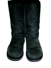  220 UGG Black Suede Leather Lamb Shearling Core Basic CLASSIC TALL II Boots 7