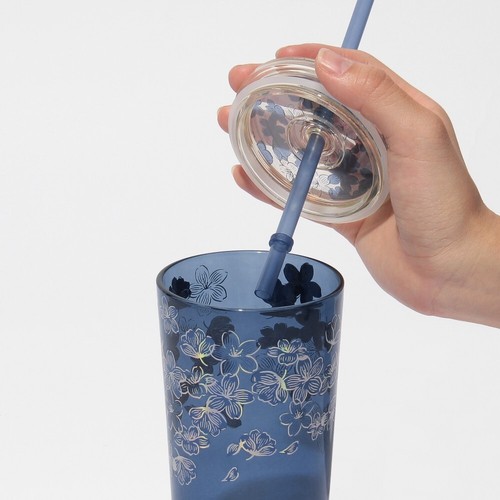 STARBUCKS JAPAN SAKURA 2025 2nd Glass Tumbler Night Blue 532ml NEW - Picture 7 of 7