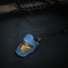 Archery Thumb Ring Soft Leather Finger Guard Protector for Recurve Bow Blue