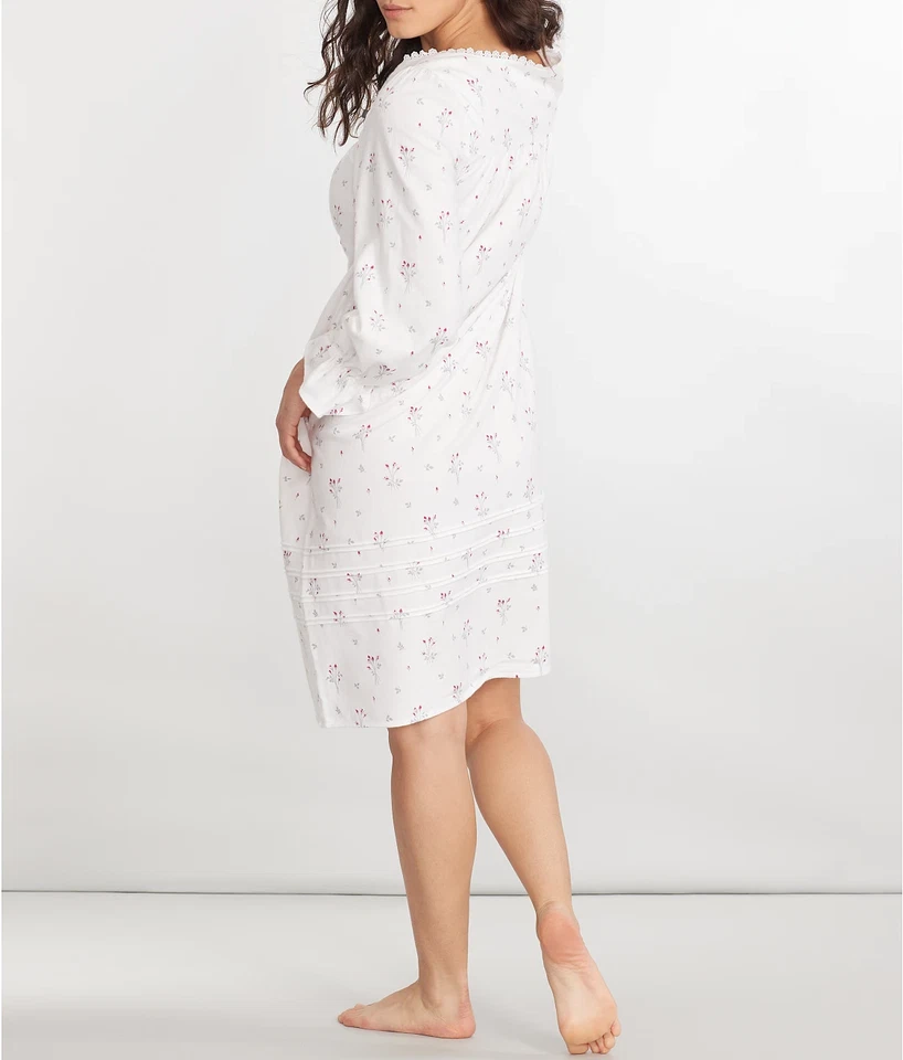 New $74 EILEEN WEST Rosebud SOFT Brushed Cotton Rayon FLANNEL Waltz Nightgown XL - Image 3 of 4