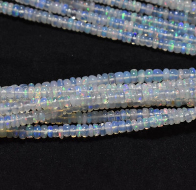 3mm-5mm Natural Ethiopian Welo Fire Opal Smooth Rondelle Gemstone Beads ...