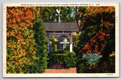 Vintage Postcard, Saratoga Springs N. Y., Wishing Well, Chauncey Olcott Garden