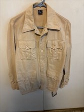 Vtg 60's 70s SEARS The Mens Store Beige Flannel Wool Shirt Size M