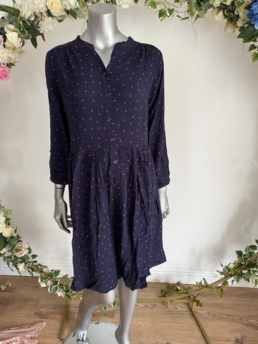 JOULES Maddie Shirt Dress Size 16 18 & 20 Navy Spot Tiered Long Sleeve NEW PA02 - Picture 2 of 17