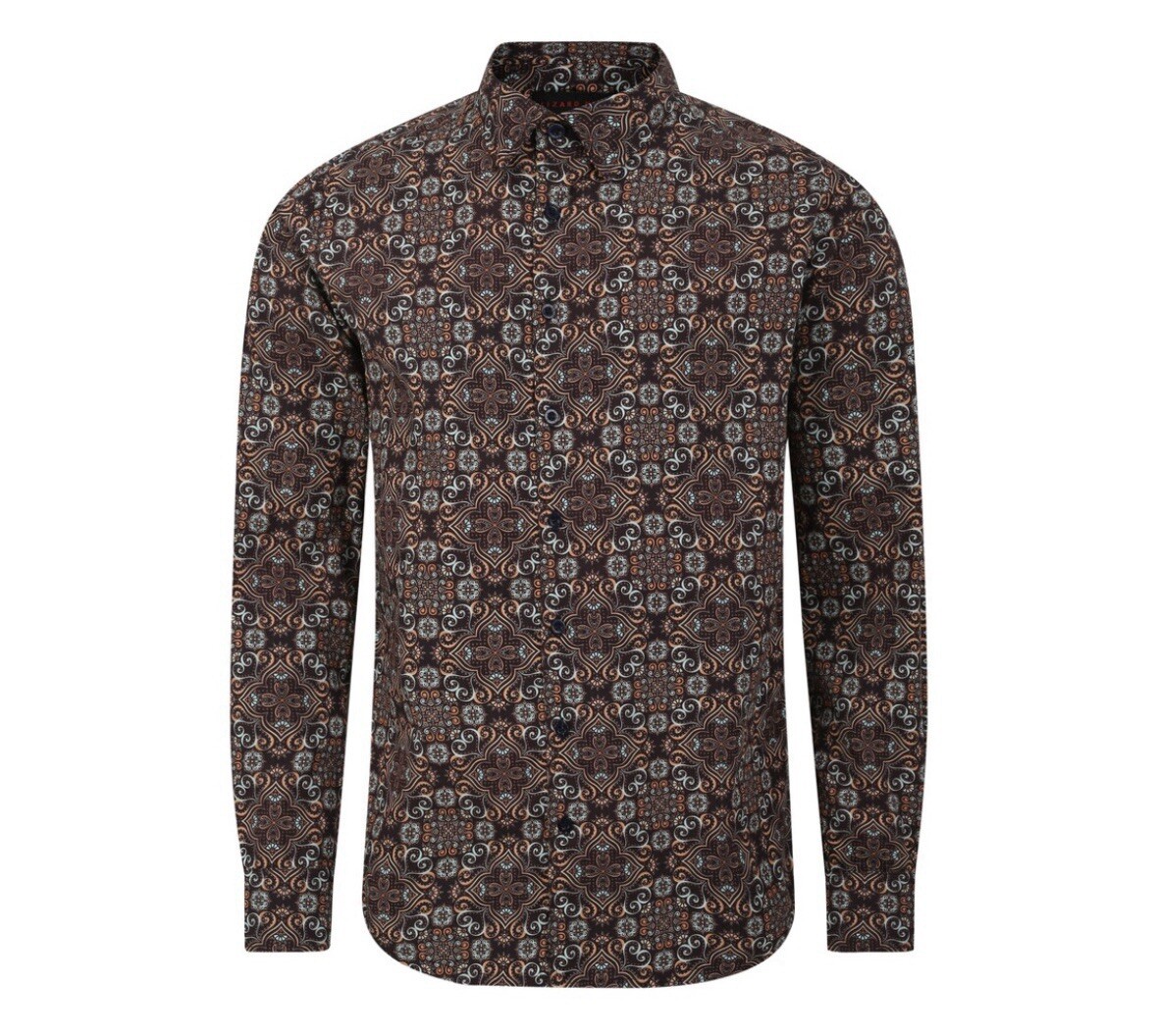 4XL Lizard King Long Sleeve Green Gold Yellow Paisley Print Cotton