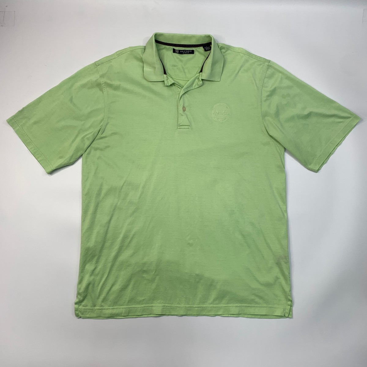 RUSSELL GOLF オリーブグリーン シャツ Oxford Golf Polo Shirt Mens L Large Pear Green Short Sleeve