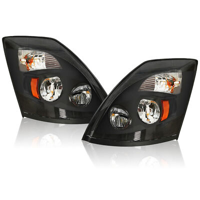 For Volvo VNL 2004-2018 Truck Black LED Headlights Headlamps Left+Right