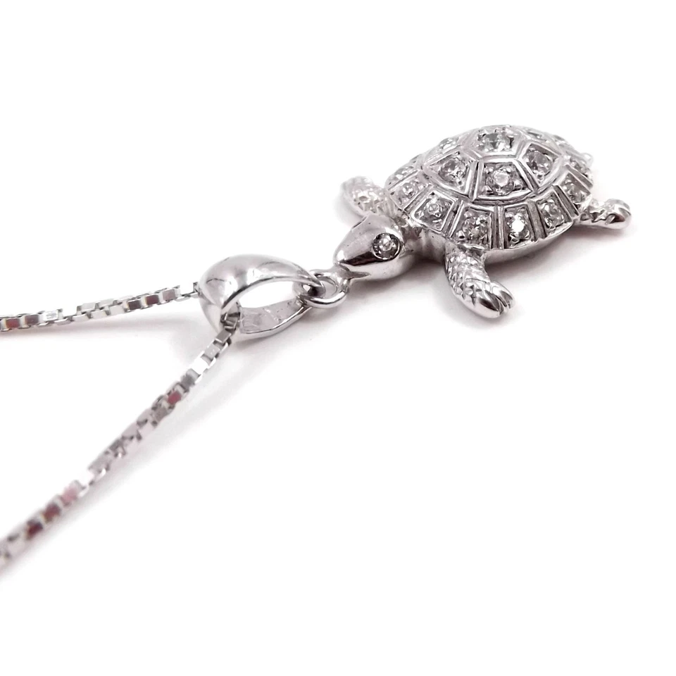 Collana con Tartaruga girocollo da donna in argento e zirconi rodiato oro bianco - Immagine 4 di 4
