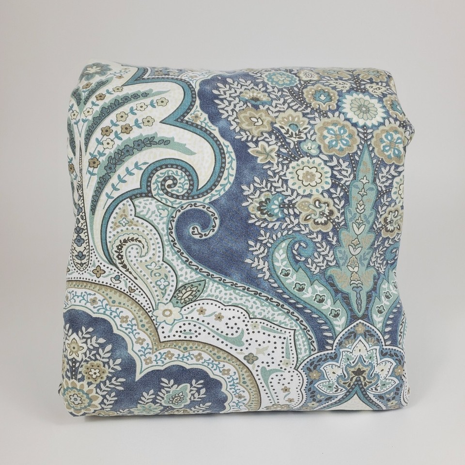 Pottery Barn Jordana Paisley Percale King Duvet Cover Blue 100 Cotton