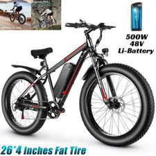 FAT TIRE Electric Bike 500W 48V 13Ah e Bike 26" Mountain Bicycle with LCD 25mph  