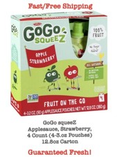 GoGo squeeZ Applesauce, Apple Strawberry Flavor, 4 Count, 12.8oz Carton