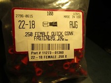 100 Vinyl Insulated .250" Female Quick Disconnect 22-18 AWG Red