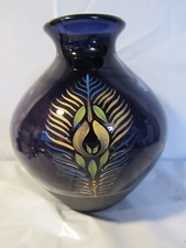 Vintage 8" Fenton Aubergine Purple Vase Hand Painted Signed B. Huggins Y3S
