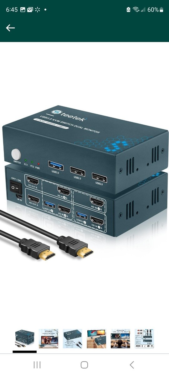 teetek USB3.0 HDMI KVMスイッチ 2ポート8K@60Hz対応 : Steetek KVM